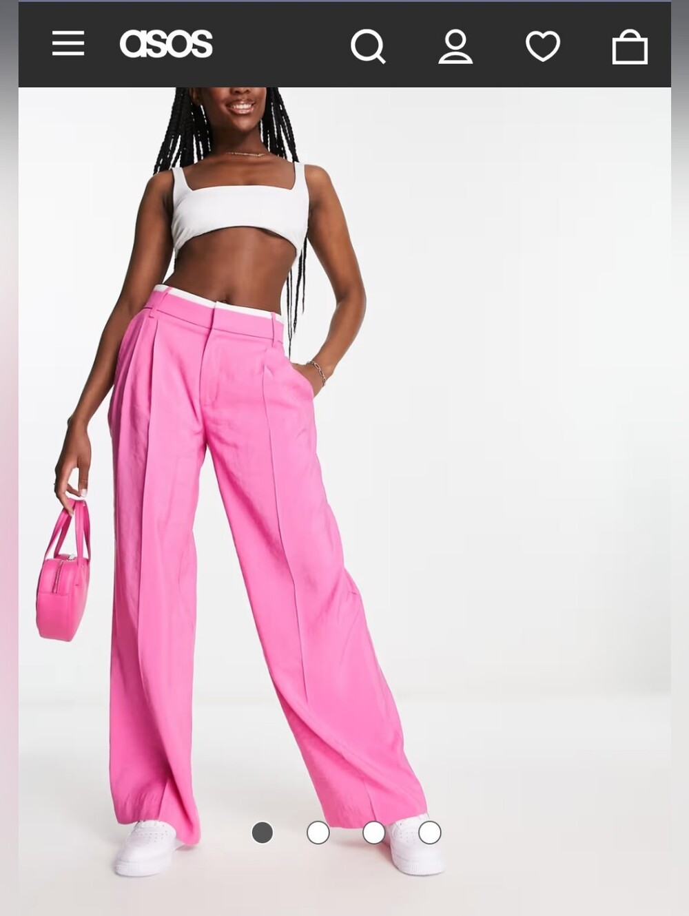 EUC Stravidarius Pink Wide-Leg Tailored Trousers W/Dble Waistband- Sz 10